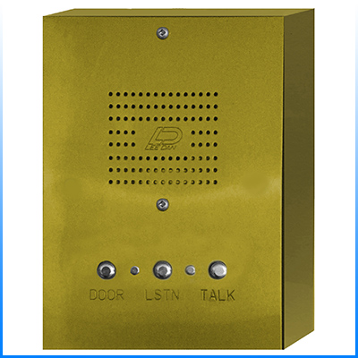 IR-444BRQ 4-Wire Surface Mount Solid Polished Brass Apartment Intercom Stations w Round Metal Buttons